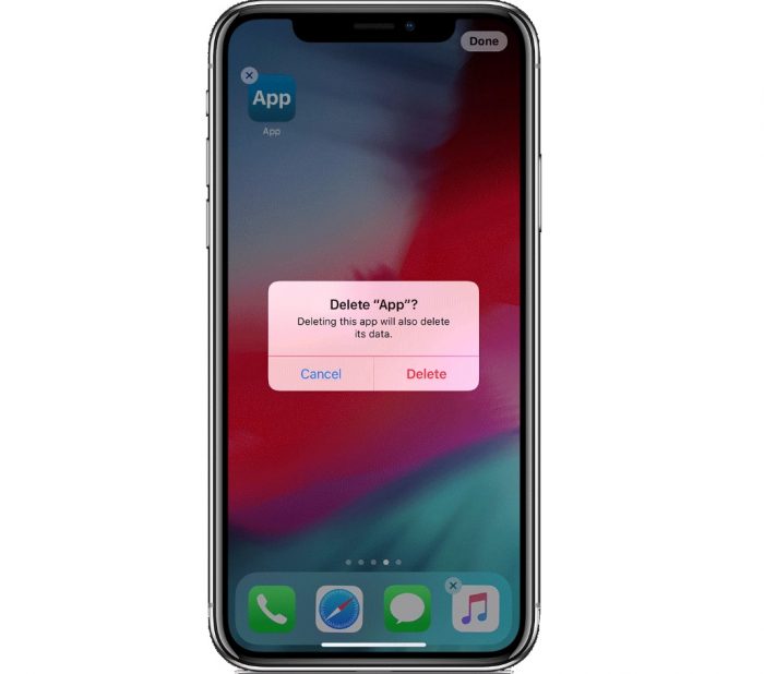 Apple / mensagem do iPhone ao desinstalar um app / como desinstalar app no iphone