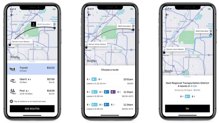 Uber começa a informar rotas e horários de ônibus e trem nos EUA