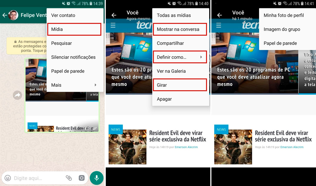 WhatsApp para Android permite buscar trecho da conversa em que foto foi enviada
