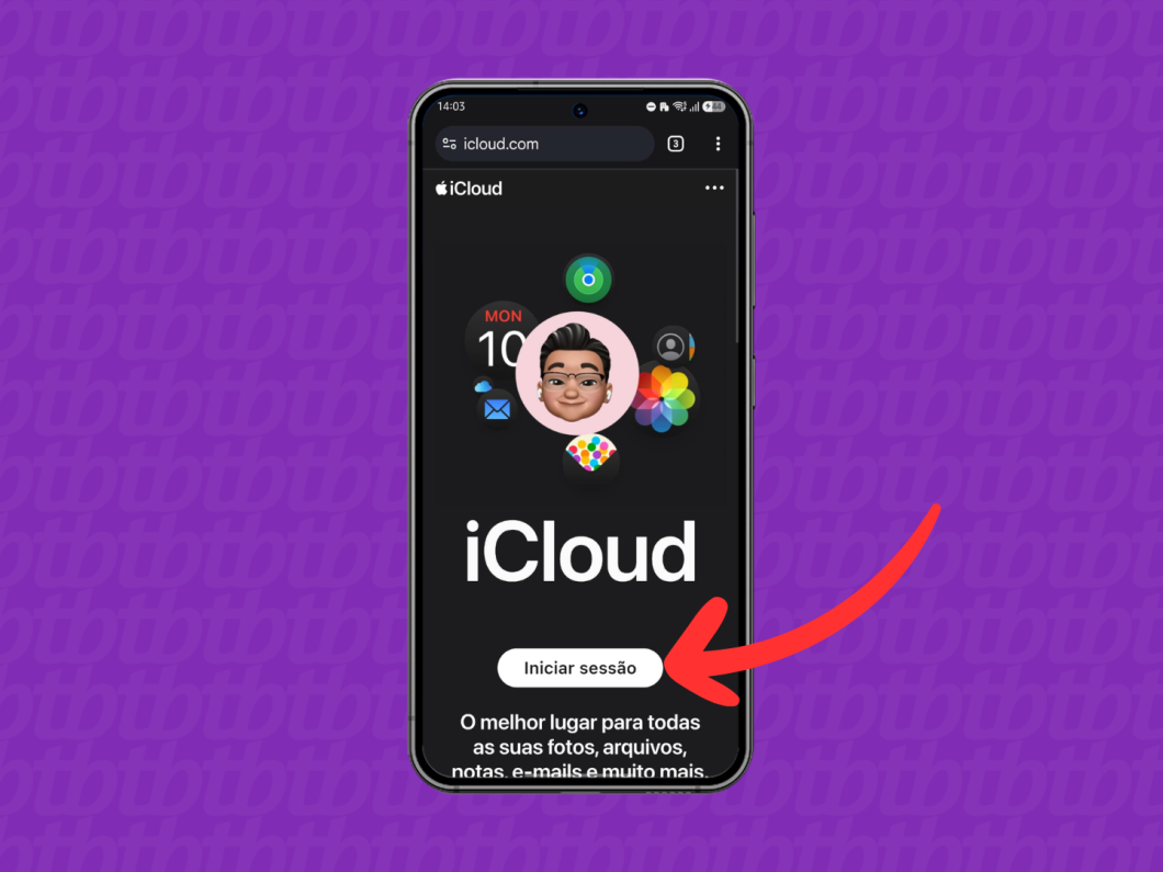 Acessando o iCloud no Android para iniciar sessão no iCloud.com e começar a localizar o iPhone