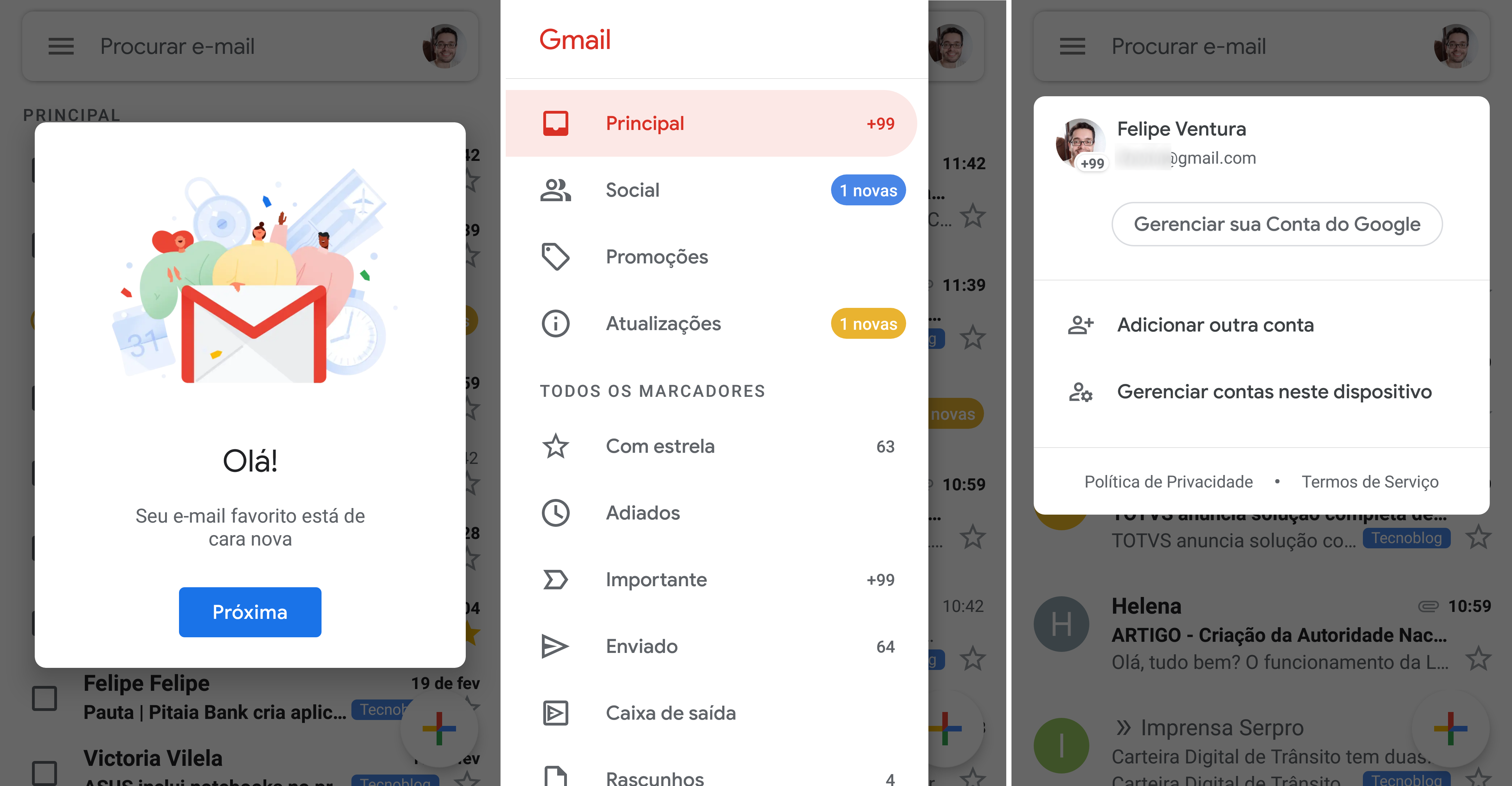 Google libera nova interface branca do Gmail para todos no Android