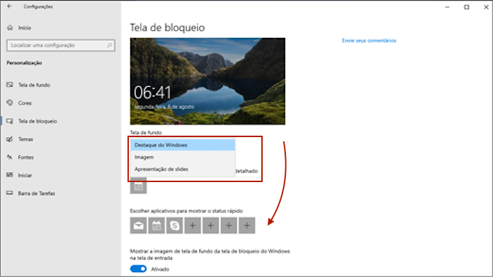 Tela de Bloqueio Windows 10