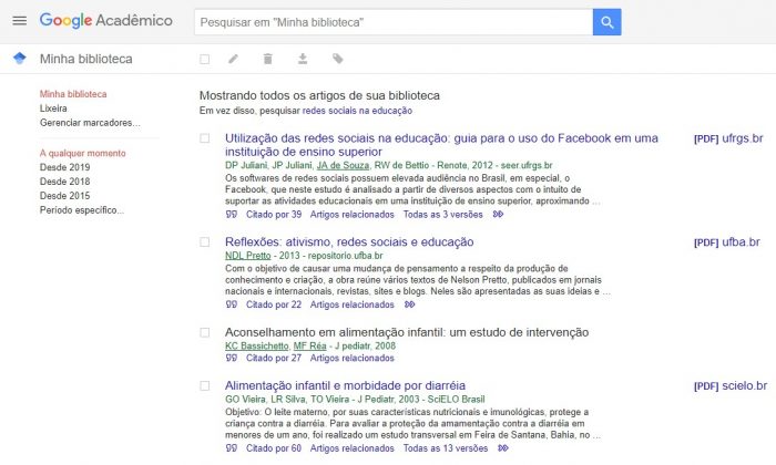 Minha biblioteca / google acadêmico