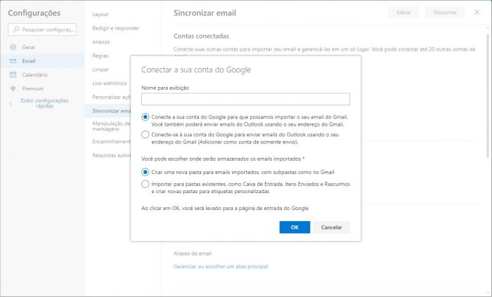 Microsoft / Outlook / configurar gmail no outlook