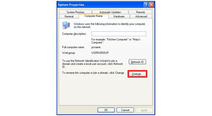 Propriedades de Sistema do Windows XP / como mudar o nome do computador