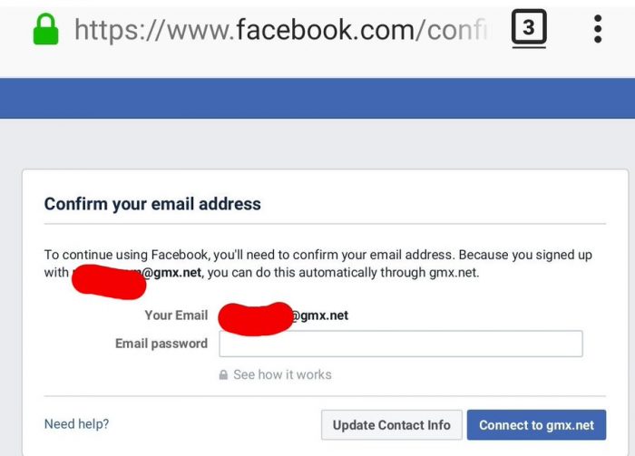 Facebook pediu senha de e-mail para alguns de seus novos usuários