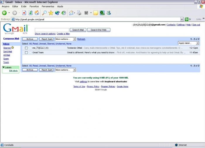 Gmail em 2004