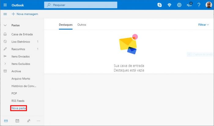 Outlook Online / Como criar pasta no Outlook