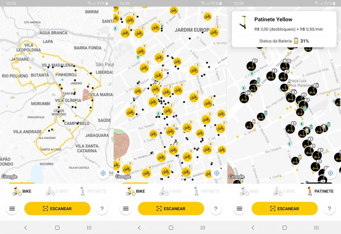 Android / app do Yellow / como funciona yellow bike