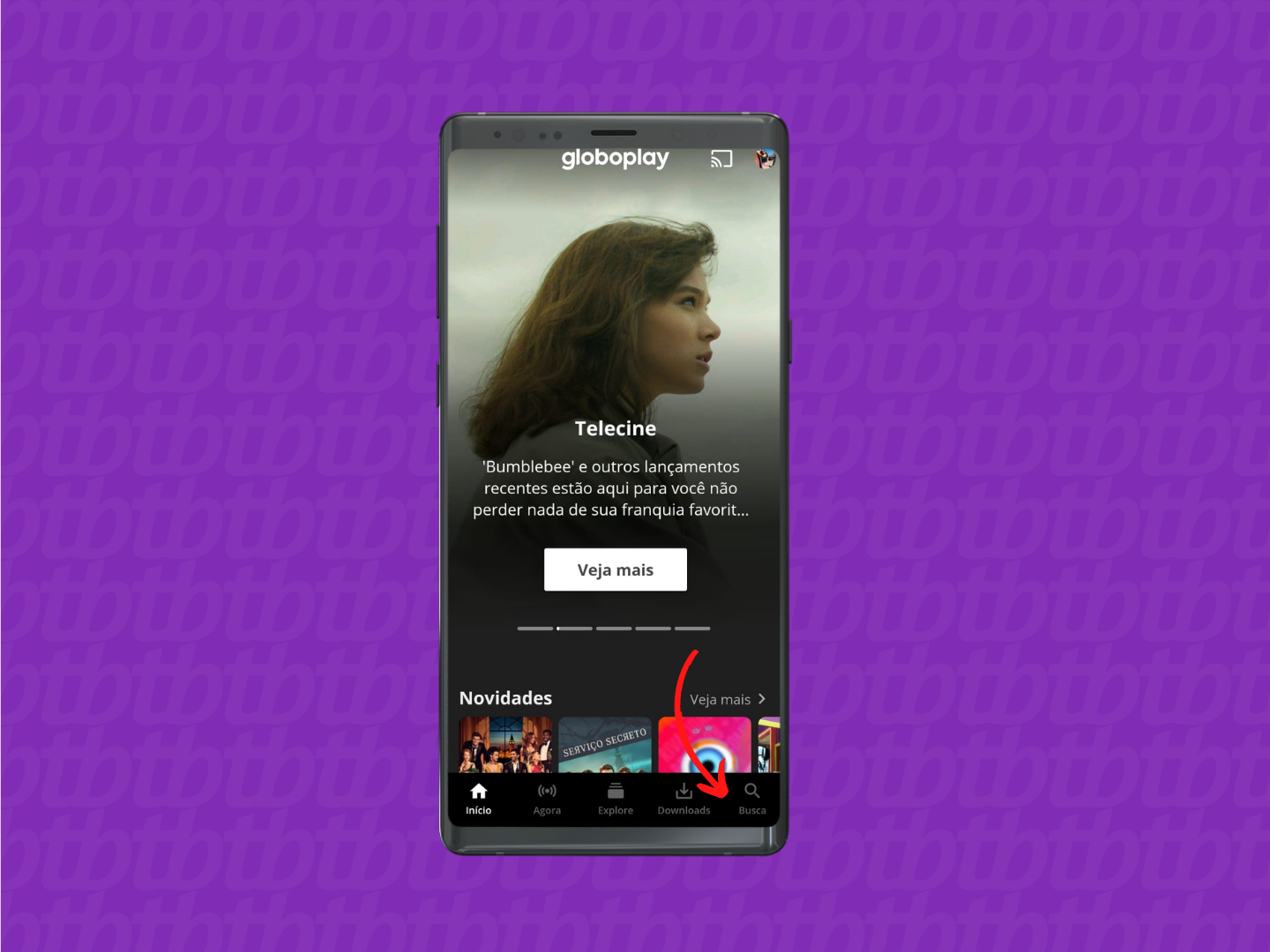 Botão de "Busca" no Globoplay