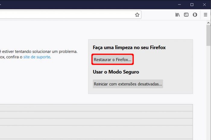 Firefox / como restaurar o firefox