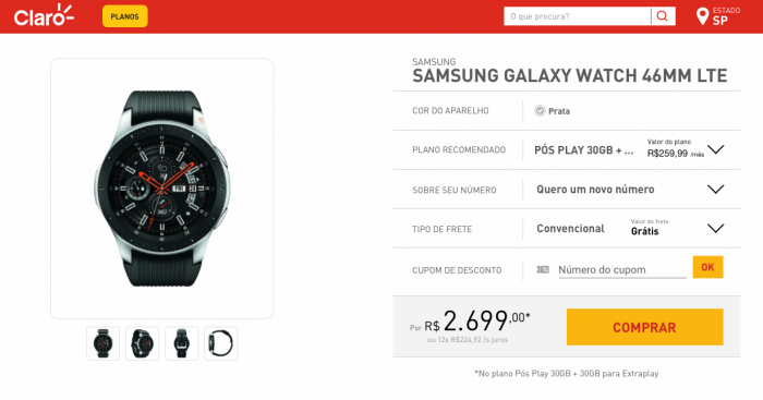 Galaxy Watch 4G na Claro