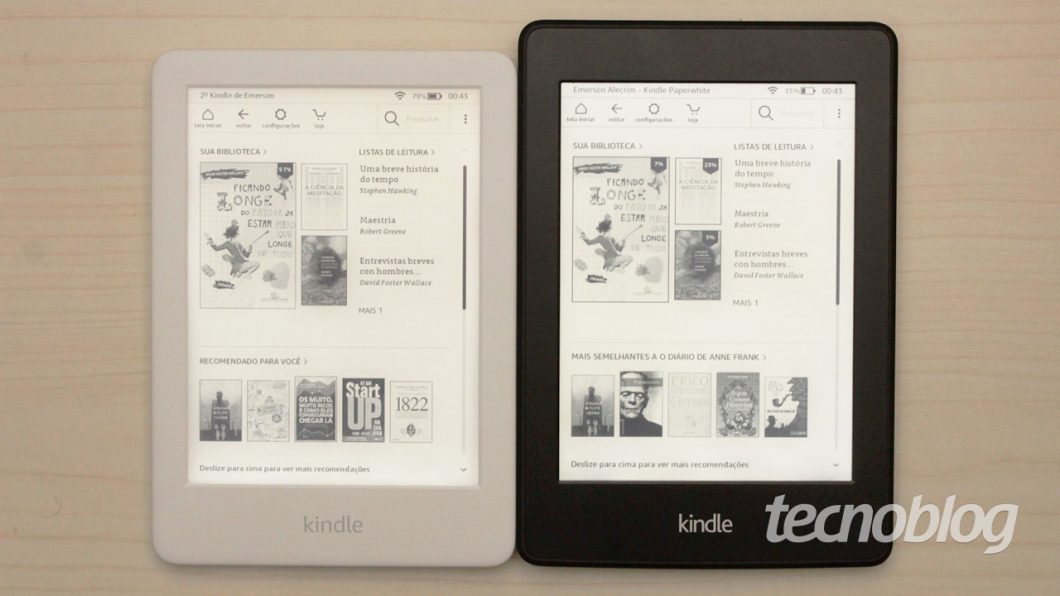 Kindle Paperwhite de segunda geração à direita