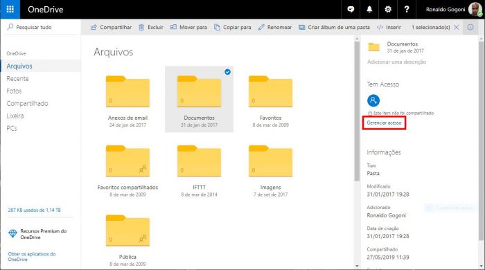 OneDrive / Como desvincular uma pasta do OneDrive