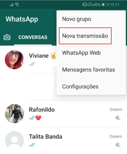 Lista de Transmissão do WhatsApp
