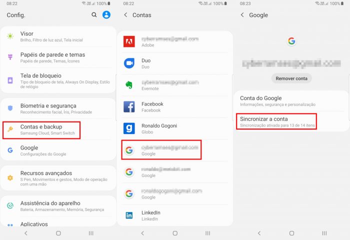 Android / Conta do Google / como sincronizar contatos