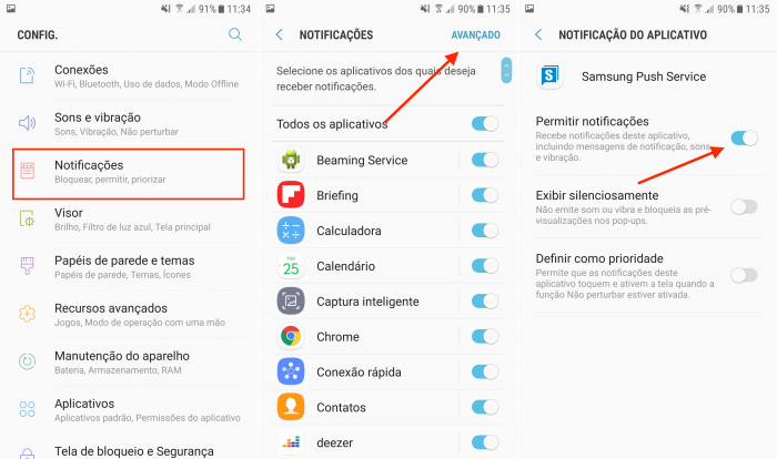 desativar notificação de propaganda do celular da Samsung