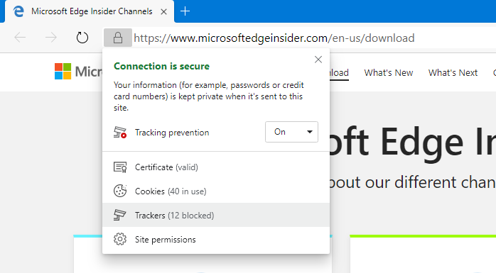 Microsoft Edge testa bloqueio a rastreamento