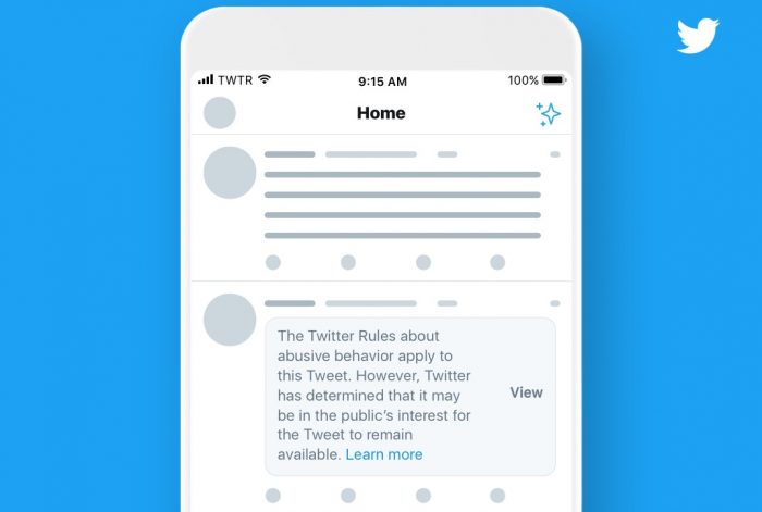 Aviso do Twitter  será feito acima do tweet identificado