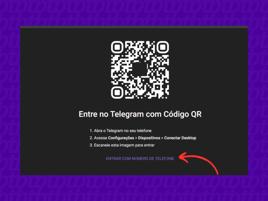 Escolha como deseja fazer login no Telegram (Imagem: Reprodução/Telegram)