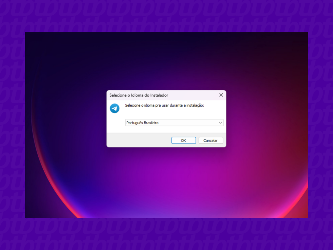 Escolha o idioma de instalação (Imagem: Reprodução/Telegram)