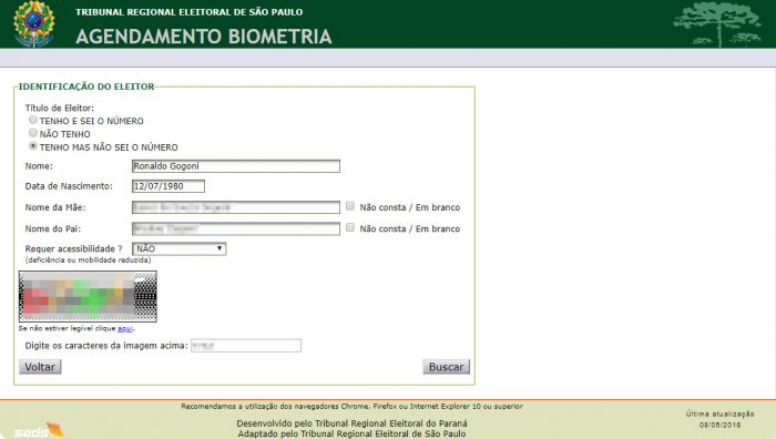 TRE-SP / agendamento biometria
