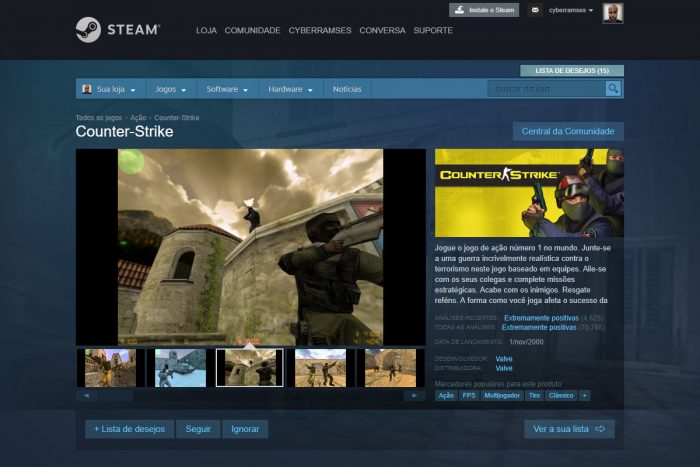 Valve / Counter-Strike 1.6 no Steam / como baixar cs 1.6
