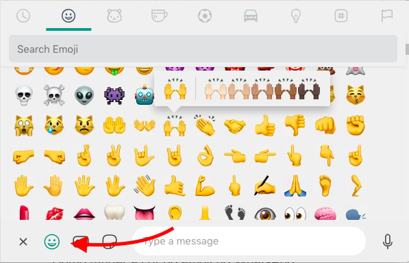 mudando cor do emoji no whatsapp