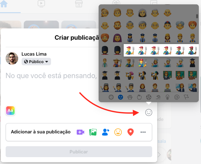 mudar cor do emoji do facebook web
