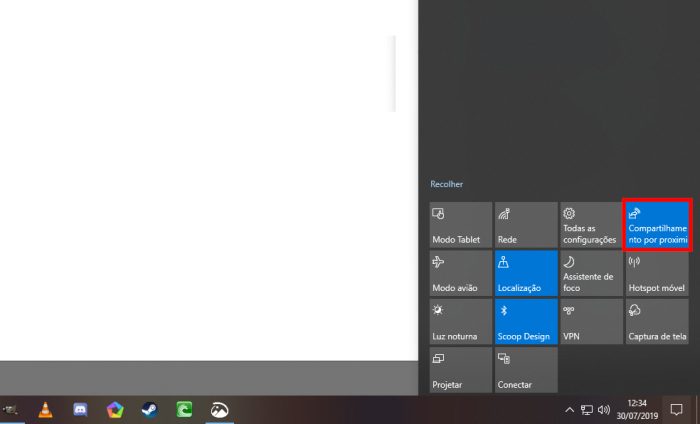 Microsoft / Windows 10 / Compartilhamento por proximidade / enviar arquivos via wi-fi