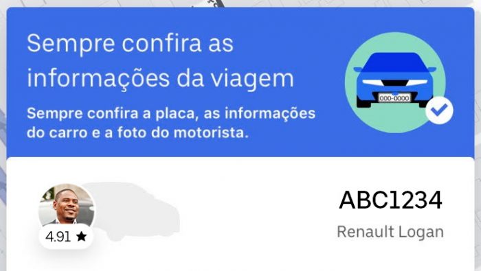 Uber atualiza app no Brasil para que passageiros não entrem no carro errado