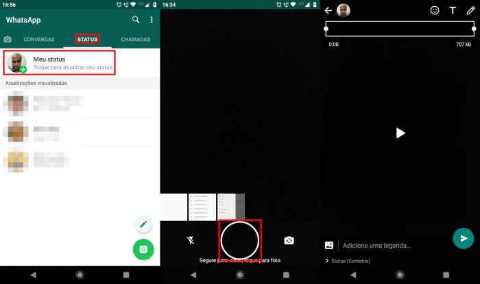 Android / WhatsApp / Como colocar áudio de conversa no status do WhatsApp