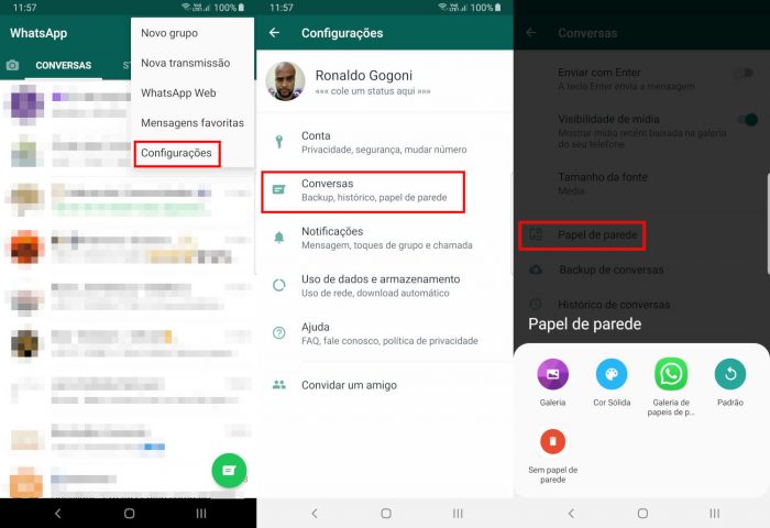 Android / WhatsApp / como colocar papel de parede no whatsapp
