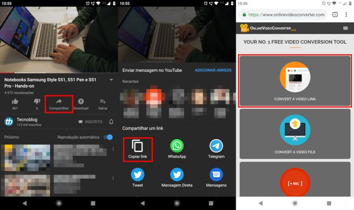 Android / YouTube / Online Video Converter / como colocar um vídeo inteiro no status do whatsapp
