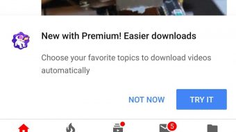 YouTube Premium testa download automático de vídeos de canais favoritos