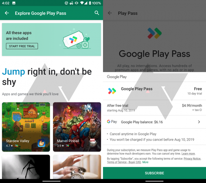 Google Play Pass premium apps and gaming subscription service