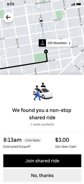 Uber Non-Stop Shared Ride
