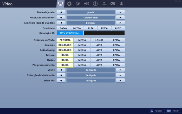 Fortnite / configurações / como aumentar fps fortnite