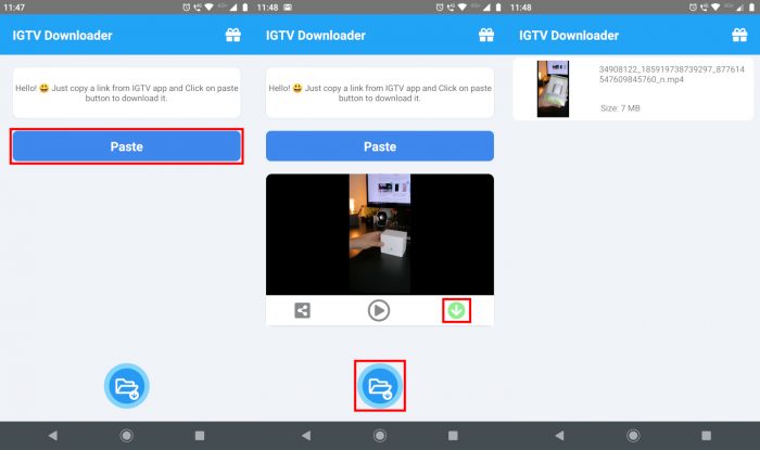 Android / IGTV Downloader / baixar vídeo no igtv