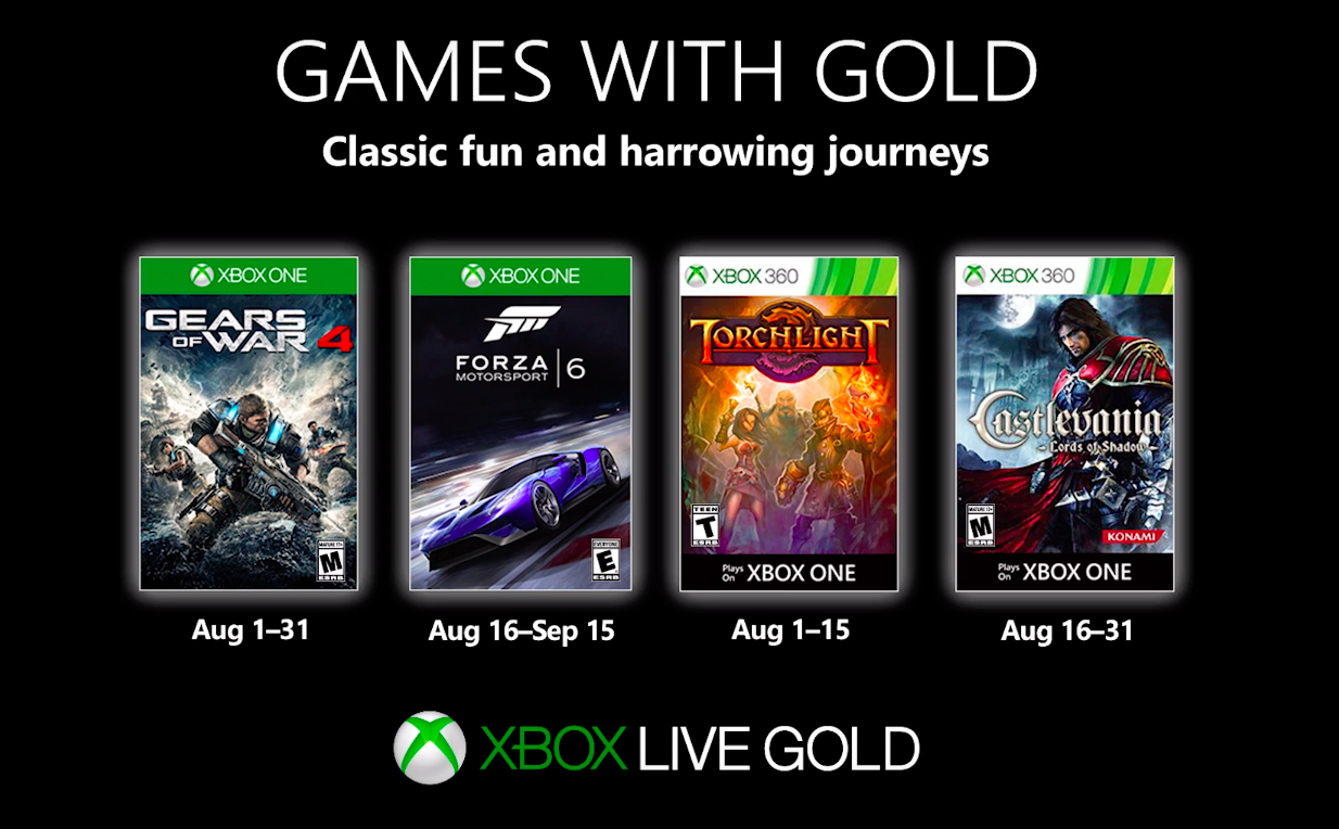 Xbox Live Gold: 4 jogos grátis para Xbox One e Xbox 360 em Agosto