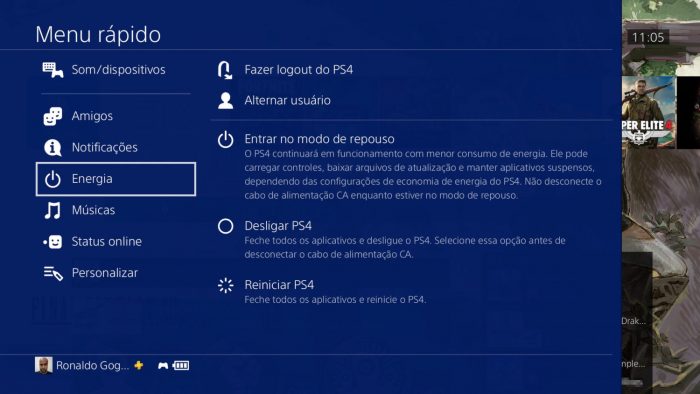 show time in ps4 quick menu