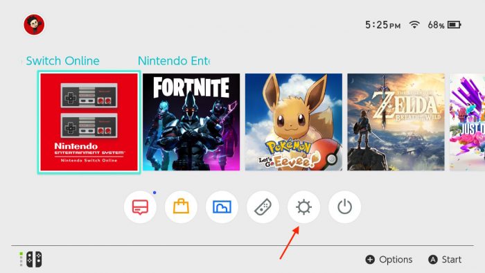 configurações do nintendo switch