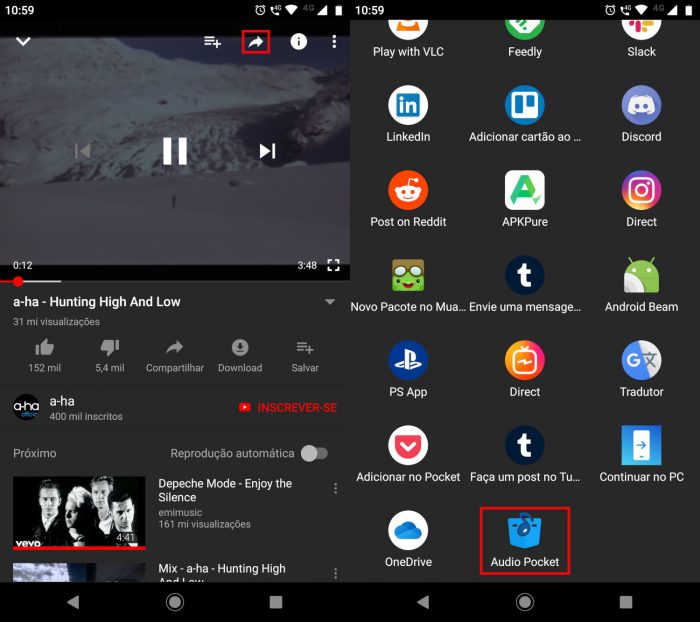 Android / YouTube / Audiopocket / como ouvir música no youtube com a tela desligada