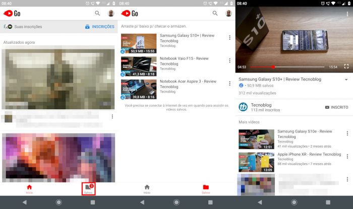 Android / YouTube Go / onde ficam salvos os vídeos do youtube go