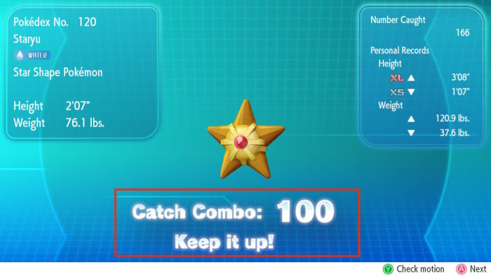 Combos de captura pokémon let's go