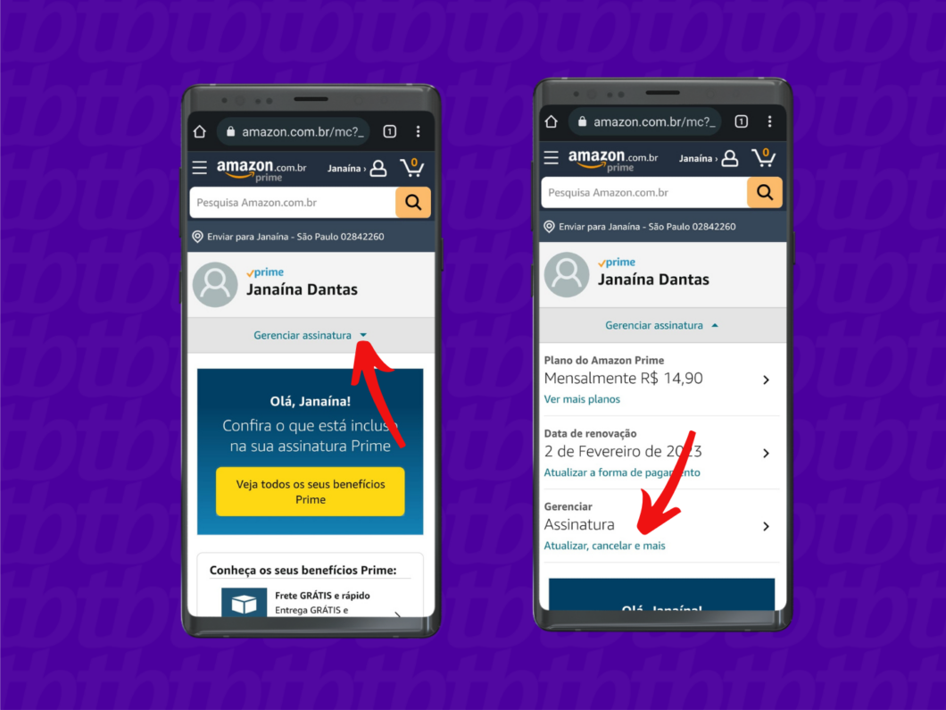"Gerenciar assinatura" na Amazon