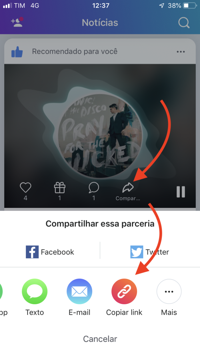 copiar link do vídeo do smule