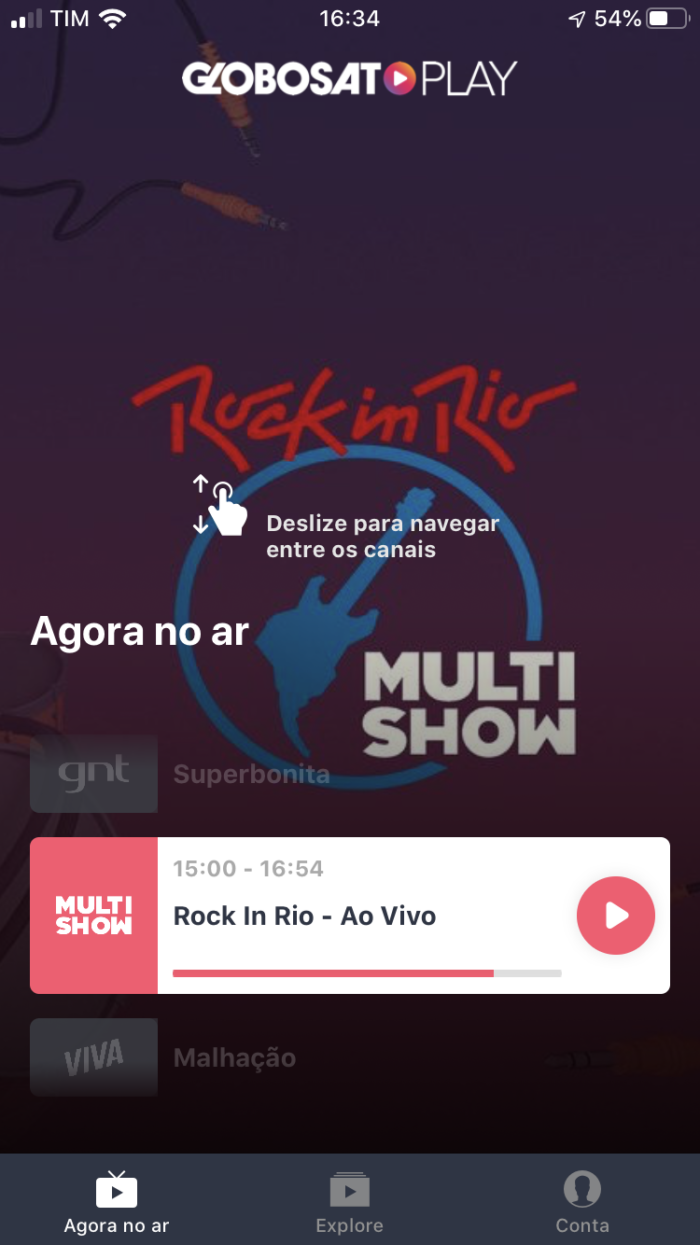assistir rock in rio ao vivo pelo app da Globosat Play