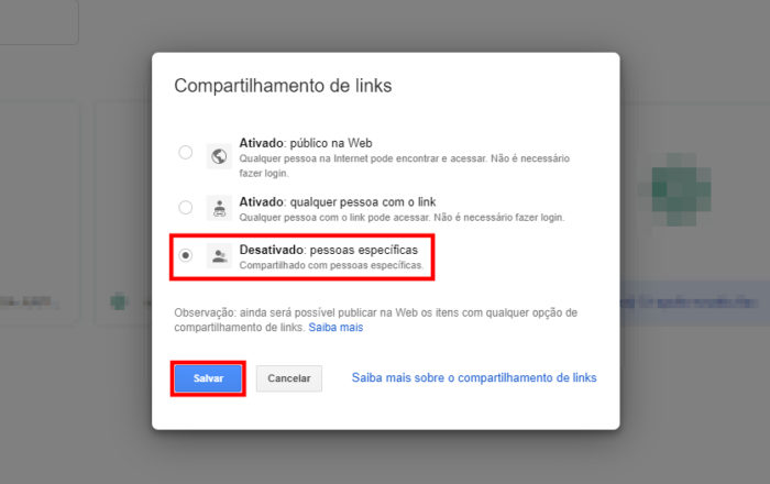 Google Drive / como cancelar compartilhamento google drive