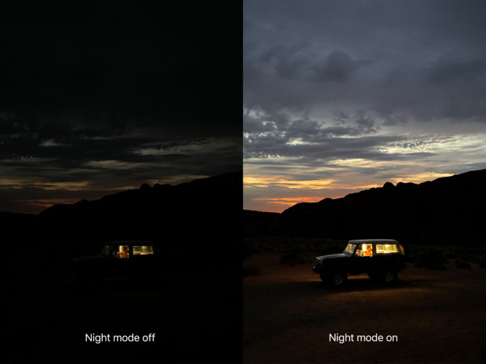 Modo noturno na câmera do iPhone 11